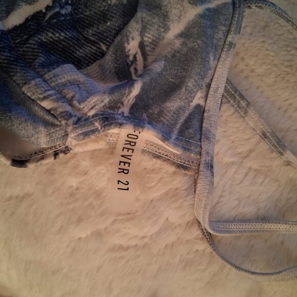 Forever 21 Denim Print Bikini Top Size S - Picture 5 of 5